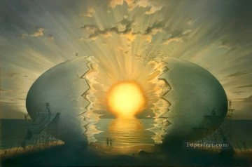 amanecer junto al océano II surrealismo Pinturas al óleo